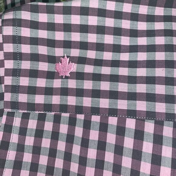 JARED LANG CHECK GINGHAM GRAY PINK BUTTON DOWN SHIRT L - Picture 3 of 11